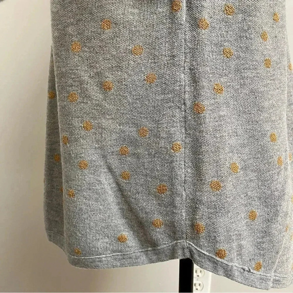 LOFT Gray Gold Foil Polka Dot Sweater Pullover Metallic Detail Size Large - Picture 7 of 15